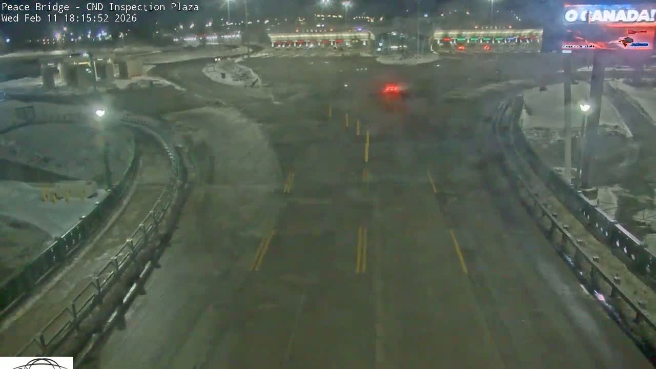 Fort Erie, Peace Bridge Canadian Inspection Plaza & Border Crossing Tool Booths Live Cam - Fort Erie, Niagara, Ontario, Canada