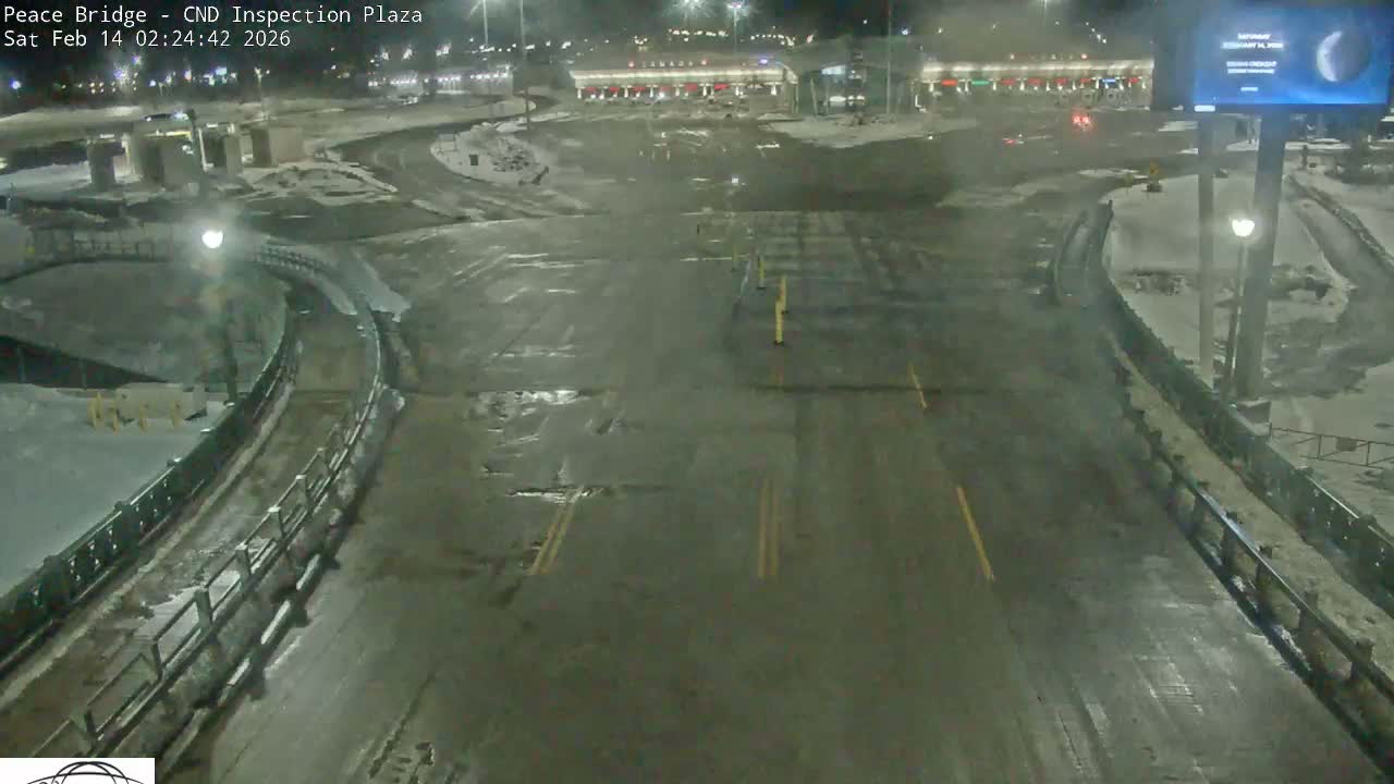 Fort Erie, Peace Bridge Canadian Inspection Plaza & Border Crossing Tool Booths Live Cam - Fort Erie, Niagara, Ontario, Canada