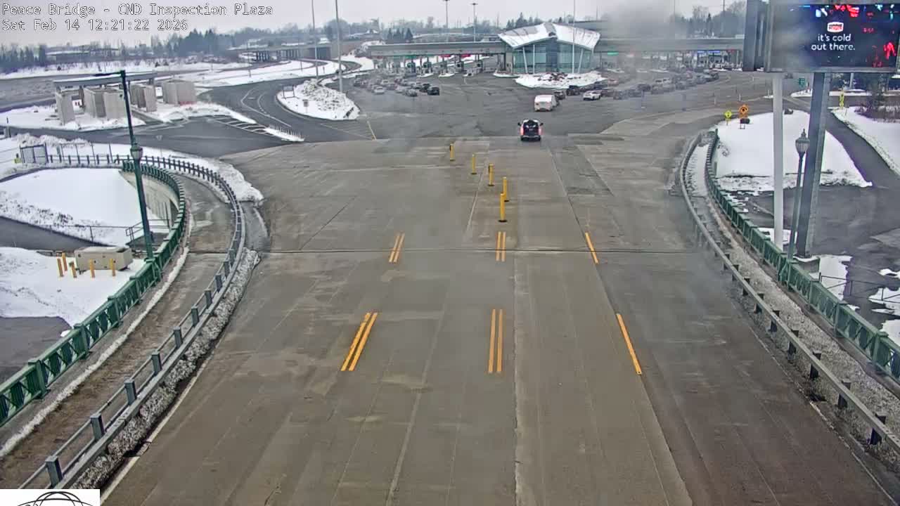 Fort Erie, Peace Bridge Canadian Inspection Plaza & Border Crossing Tool Booths Live Cam - Fort Erie, Niagara, Ontario, Canada