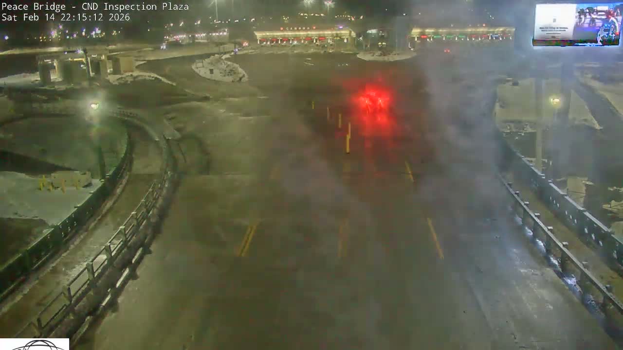 Fort Erie, Peace Bridge Canadian Inspection Plaza & Border Crossing Tool Booths Live Cam - Fort Erie, Niagara, Ontario, Canada