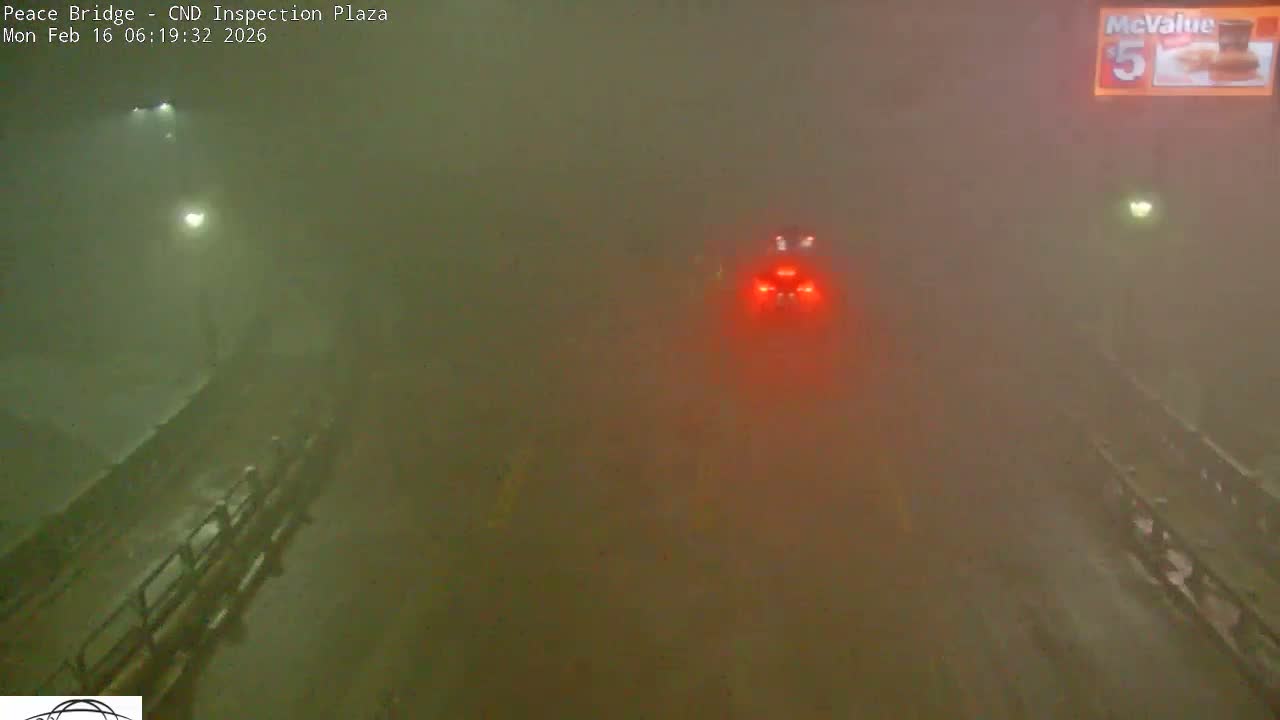 Fort Erie, Peace Bridge Canadian Inspection Plaza & Border Crossing Tool Booths Live Cam - Fort Erie, Niagara, Ontario, Canada