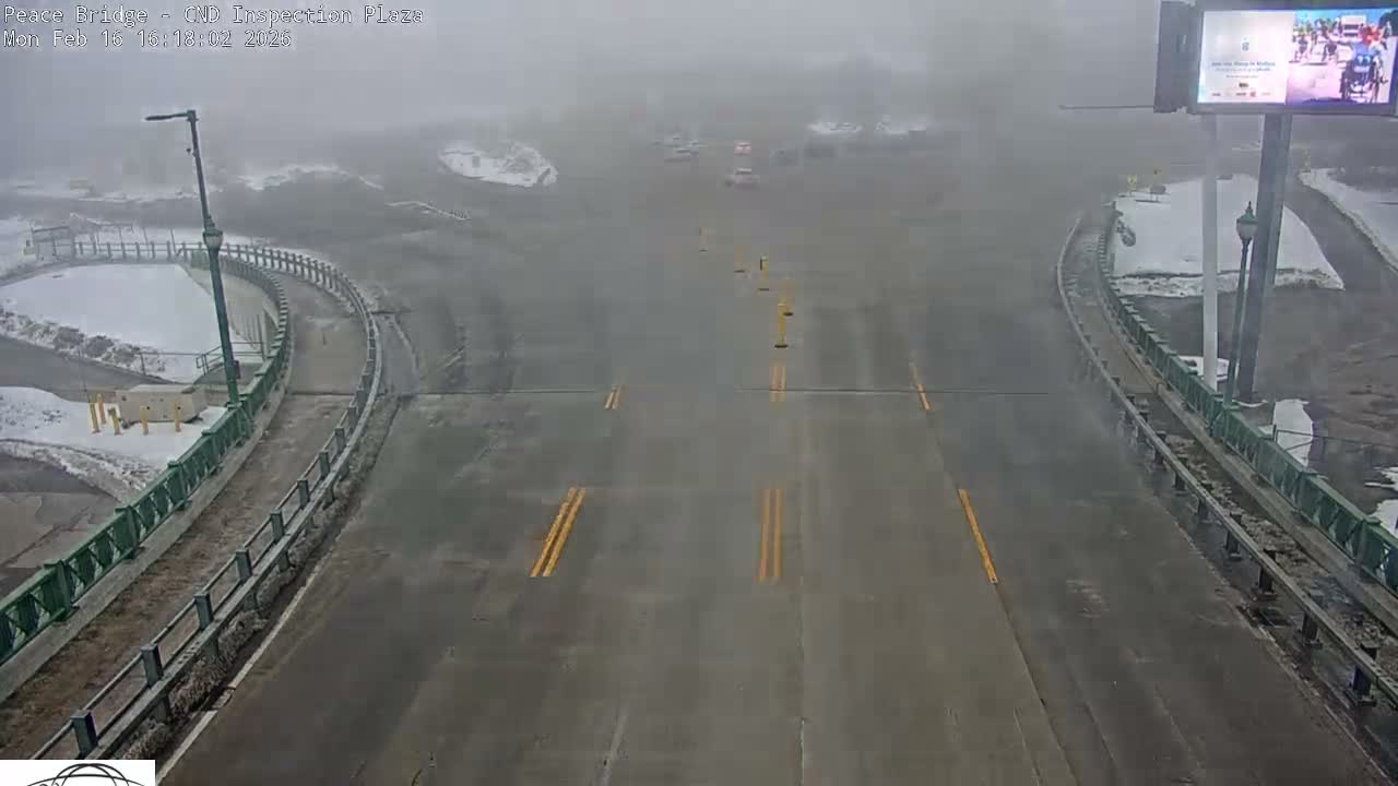 Fort Erie, Peace Bridge Canadian Inspection Plaza & Border Crossing Tool Booths Live Cam - Fort Erie, Niagara, Ontario, Canada