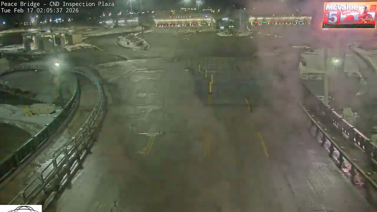 Fort Erie, Peace Bridge Canadian Inspection Plaza & Border Crossing Tool Booths Live Cam - Fort Erie, Niagara, Ontario, Canada