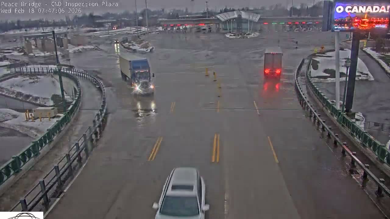 Fort Erie, Peace Bridge Canadian Inspection Plaza & Border Crossing Tool Booths Live Cam - Fort Erie, Niagara, Ontario, Canada