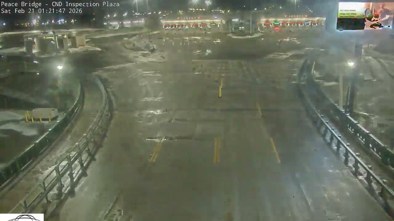 Fort Erie, Peace Bridge Canadian Inspection Plaza & Border Crossing Tool Booths Live Cam - Fort Erie, Niagara, Ontario, Canada