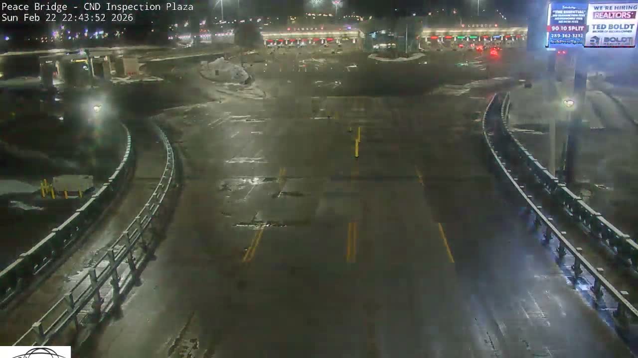 Fort Erie, Peace Bridge Canadian Inspection Plaza & Border Crossing Tool Booths Live Cam - Fort Erie, Niagara, Ontario, Canada