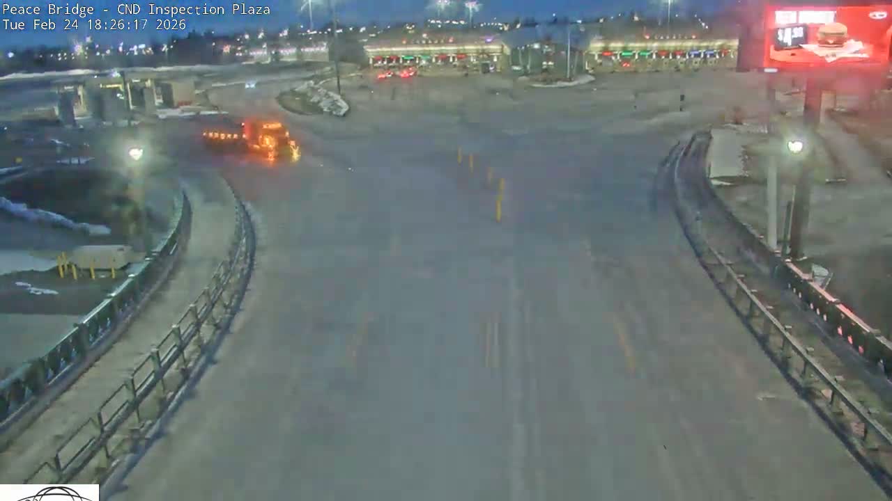 Fort Erie, Peace Bridge Canadian Inspection Plaza & Border Crossing Tool Booths Live Cam - Fort Erie, Niagara, Ontario, Canada