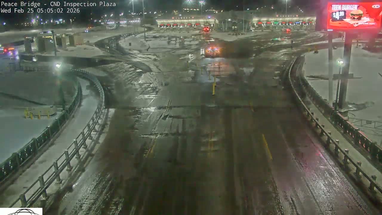 Fort Erie, Peace Bridge Canadian Inspection Plaza & Border Crossing Tool Booths Live Cam - Fort Erie, Niagara, Ontario, Canada
