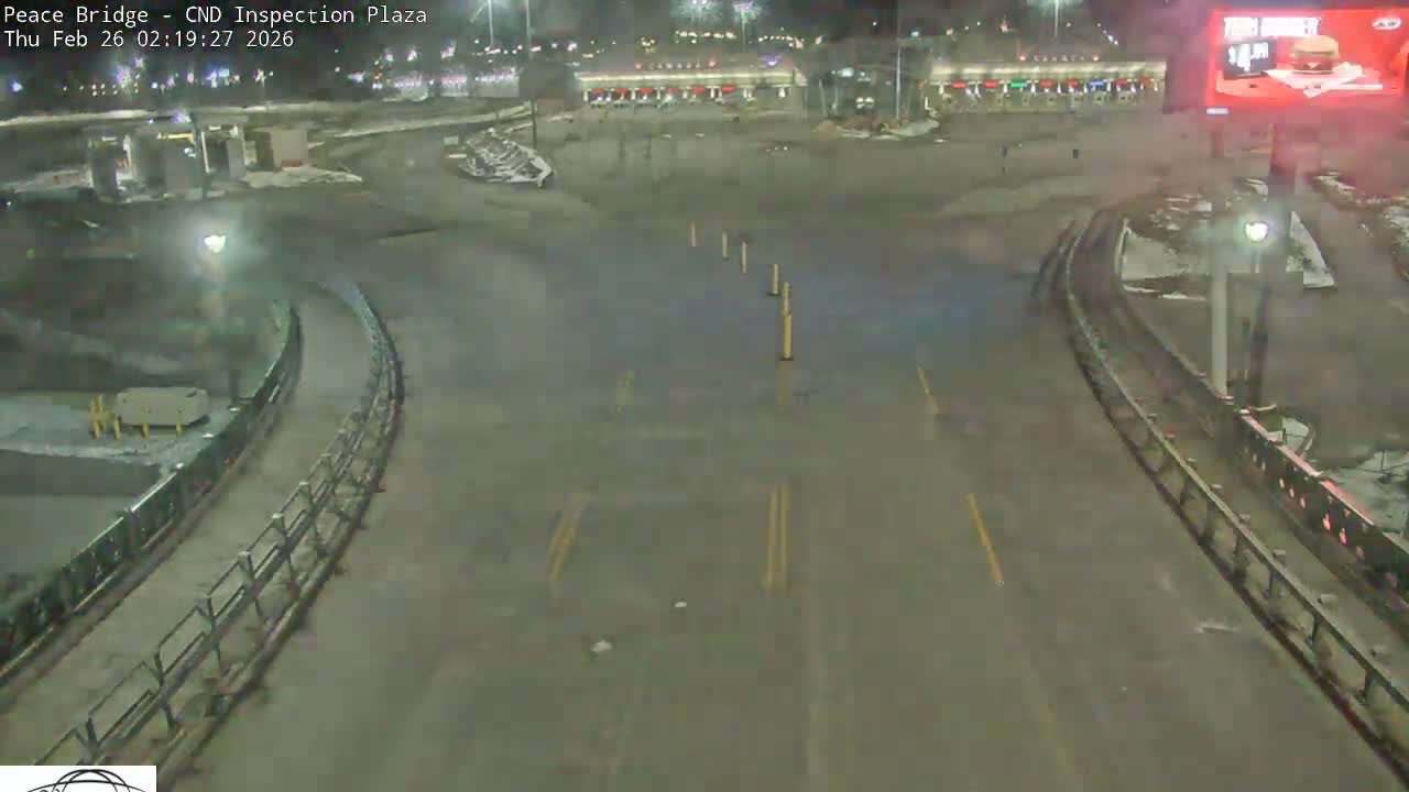 Fort Erie, Peace Bridge Canadian Inspection Plaza & Border Crossing Tool Booths Live Cam - Fort Erie, Niagara, Ontario, Canada