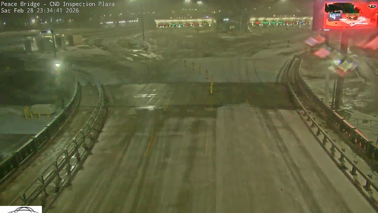 Fort Erie, Peace Bridge Canadian Inspection Plaza & Border Crossing Tool Booths Live Cam - Fort Erie, Niagara, Ontario, Canada