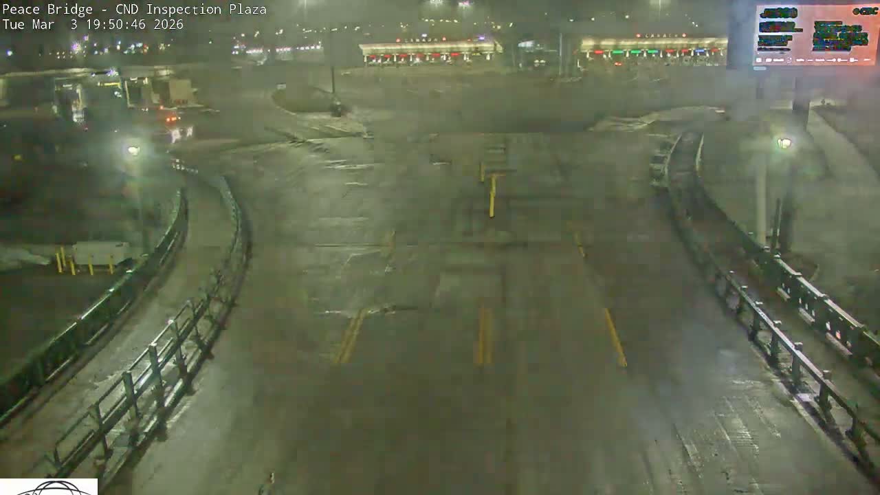 Fort Erie, Peace Bridge Canadian Inspection Plaza & Border Crossing Tool Booths Live Cam - Fort Erie, Niagara, Ontario, Canada