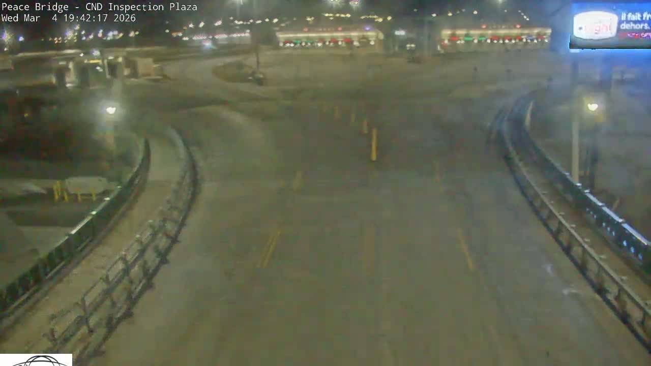 Fort Erie, Peace Bridge Canadian Inspection Plaza & Border Crossing Tool Booths Live Cam - Fort Erie, Niagara, Ontario, Canada