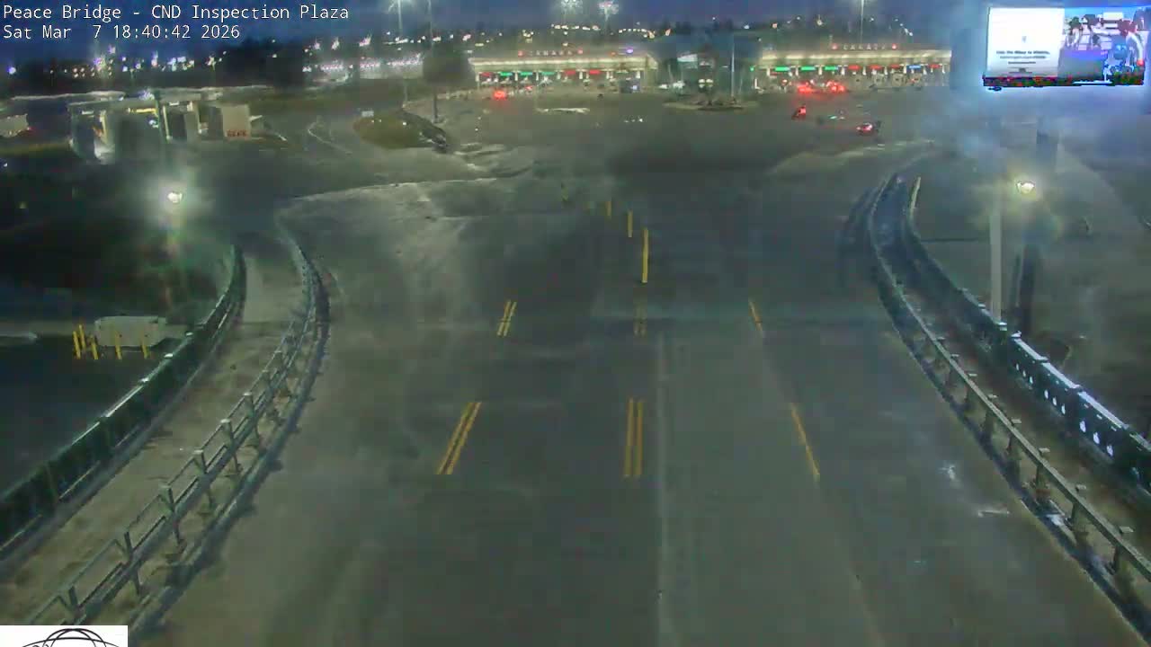 Fort Erie, Peace Bridge Canadian Inspection Plaza & Border Crossing Tool Booths Live Cam - Fort Erie, Niagara, Ontario, Canada