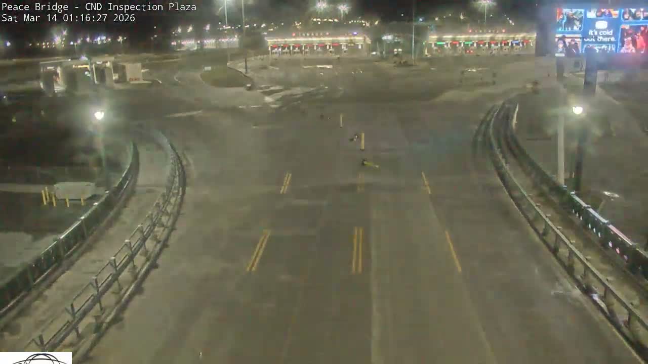 Fort Erie, Peace Bridge Canadian Inspection Plaza & Border Crossing Tool Booths Live Cam - Fort Erie, Niagara, Ontario, Canada