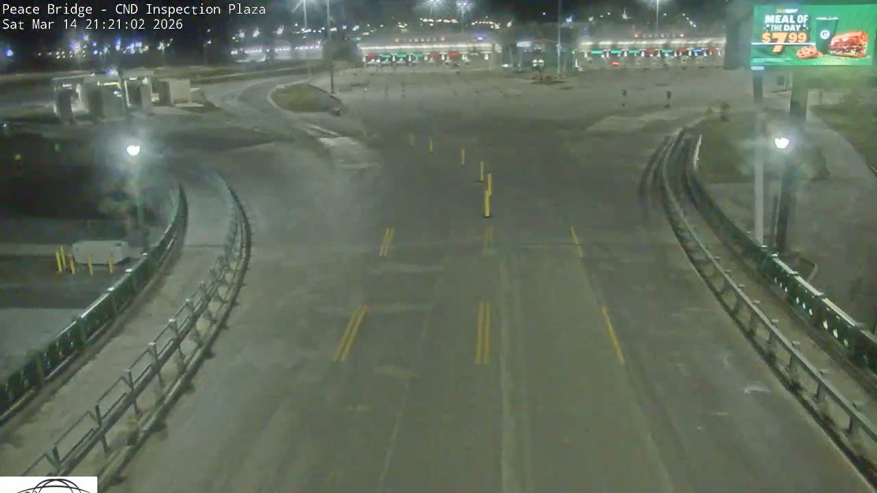 Fort Erie, Peace Bridge Canadian Inspection Plaza & Border Crossing Tool Booths Live Cam - Fort Erie, Niagara, Ontario, Canada