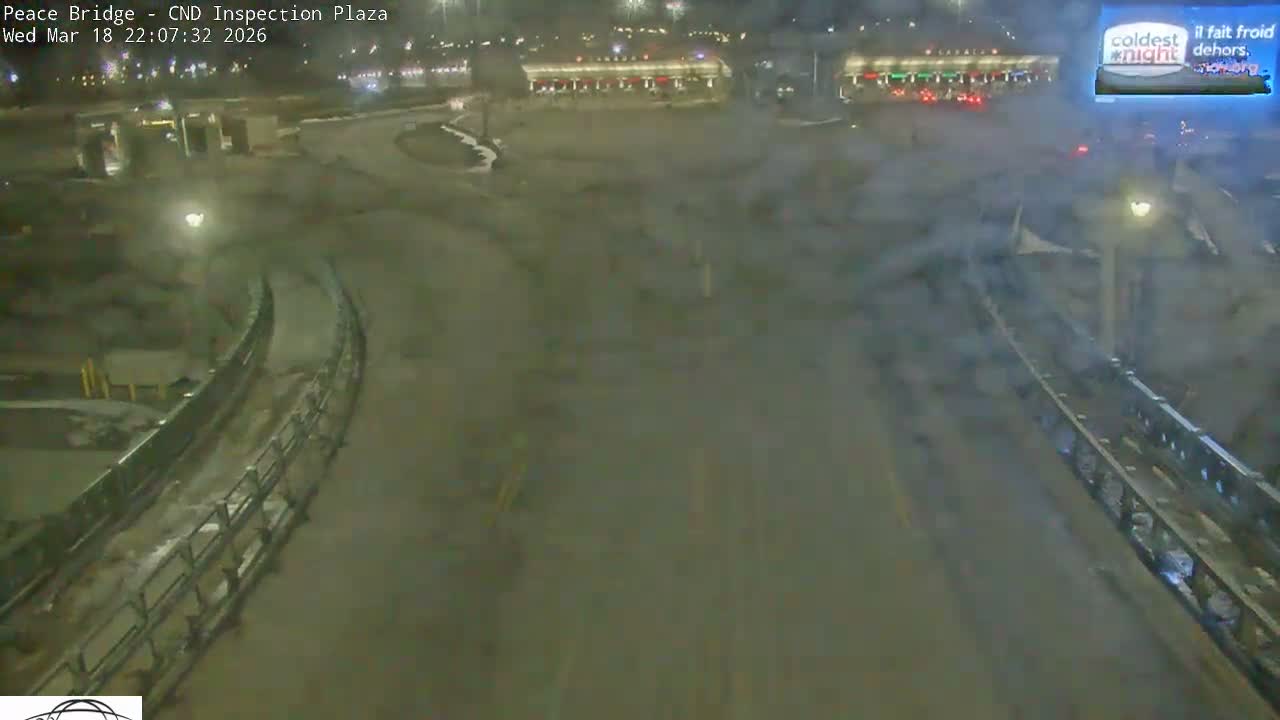 Fort Erie, Peace Bridge Canadian Inspection Plaza & Border Crossing Tool Booths Live Cam - Fort Erie, Niagara, Ontario, Canada