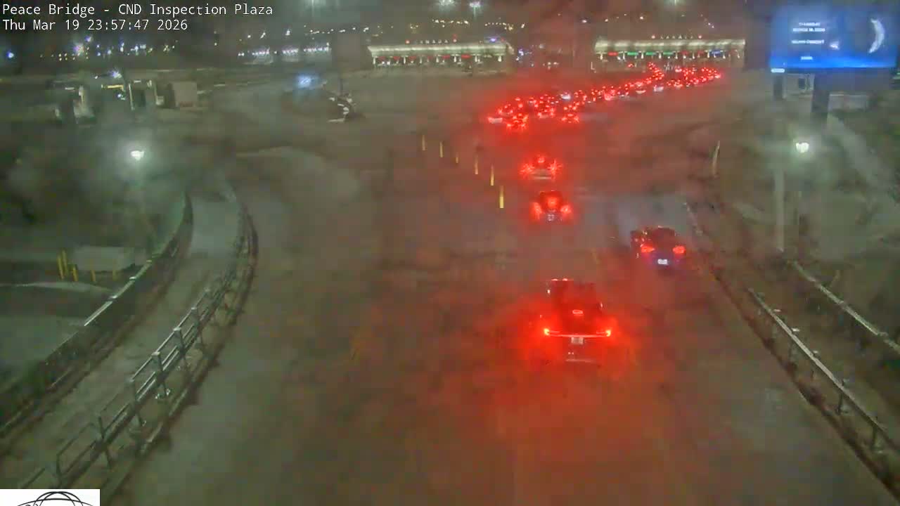 Fort Erie, Peace Bridge Canadian Inspection Plaza & Border Crossing Tool Booths Live Cam - Fort Erie, Niagara, Ontario, Canada