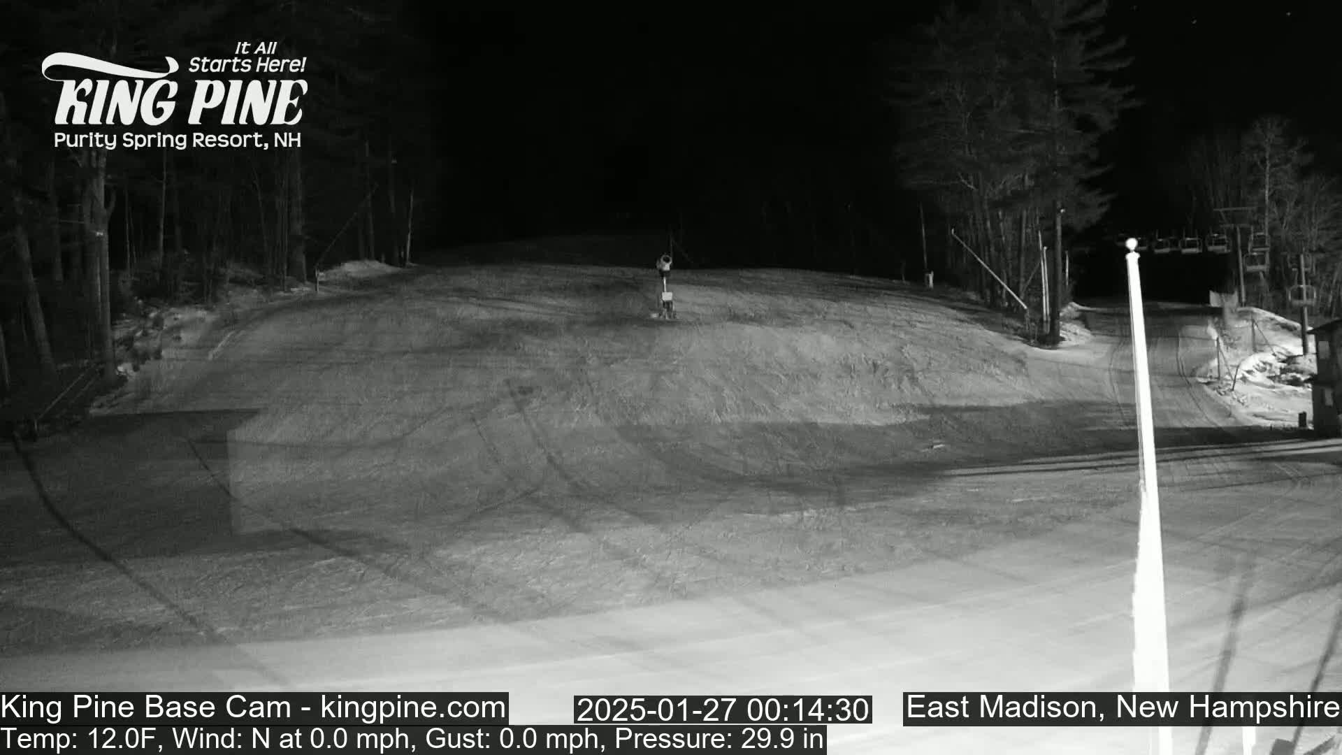 King Pine Base Ski Live Cam - Madison, New Hampshire, USA