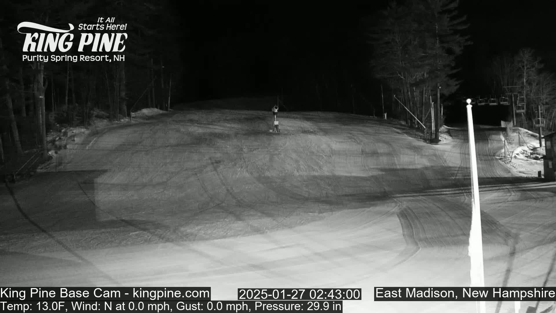 King Pine Base Ski Live Cam - Madison, New Hampshire, USA