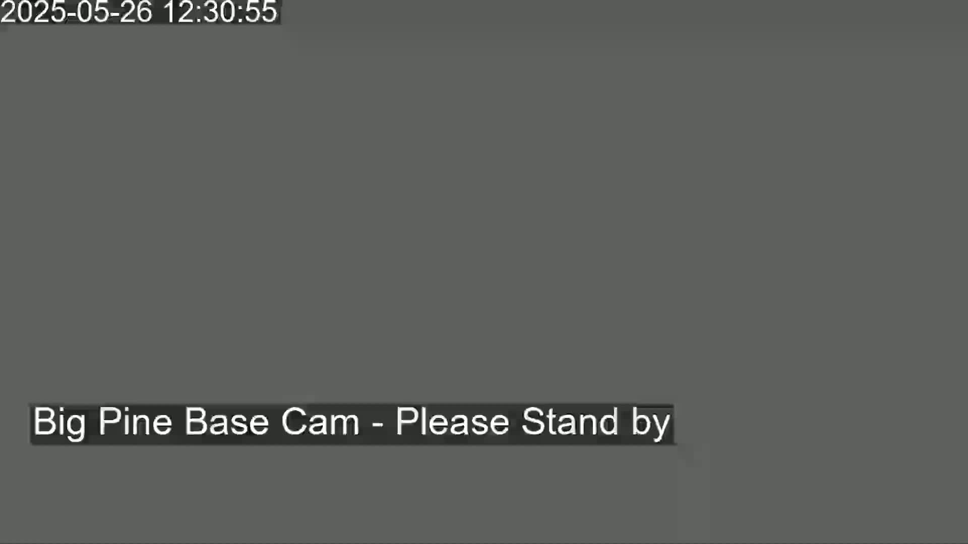 The image shows a solid dark gray screen with the message "Please Stand By".