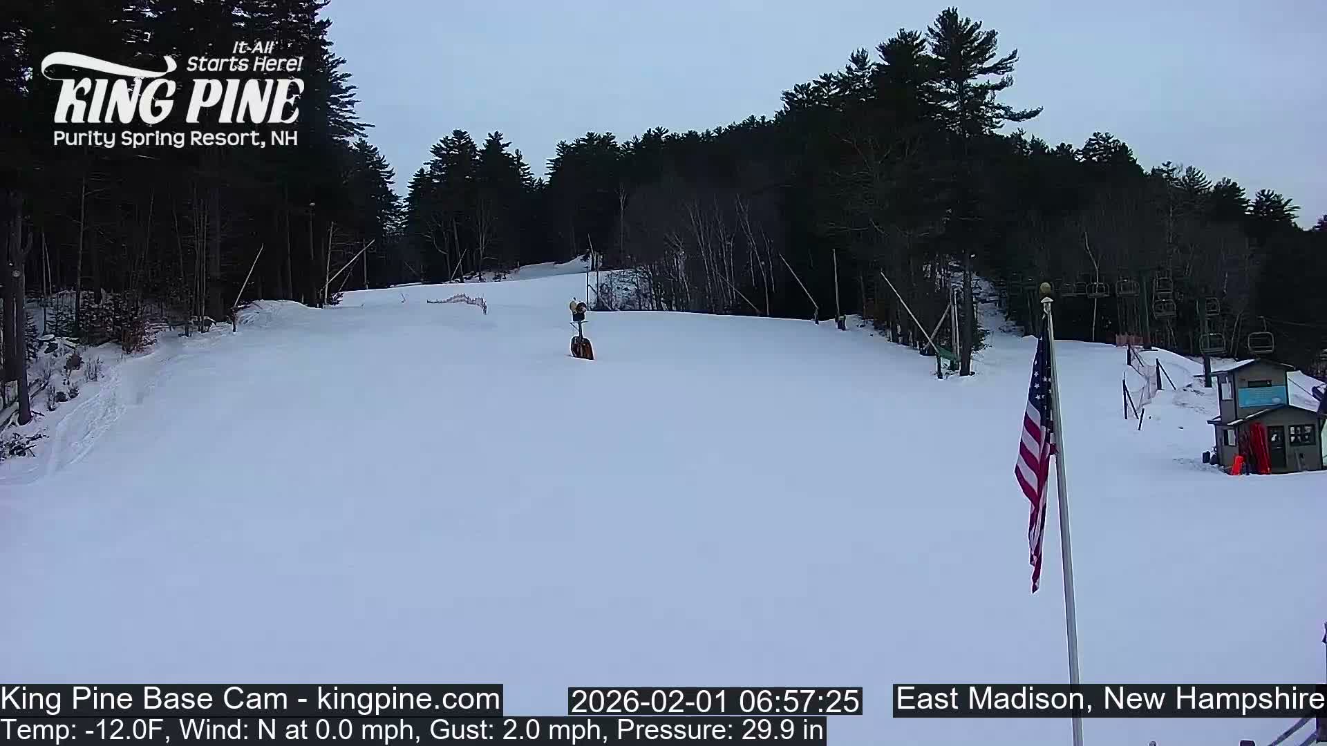 King Pine Base Ski Live Cam - Madison, New Hampshire, USA