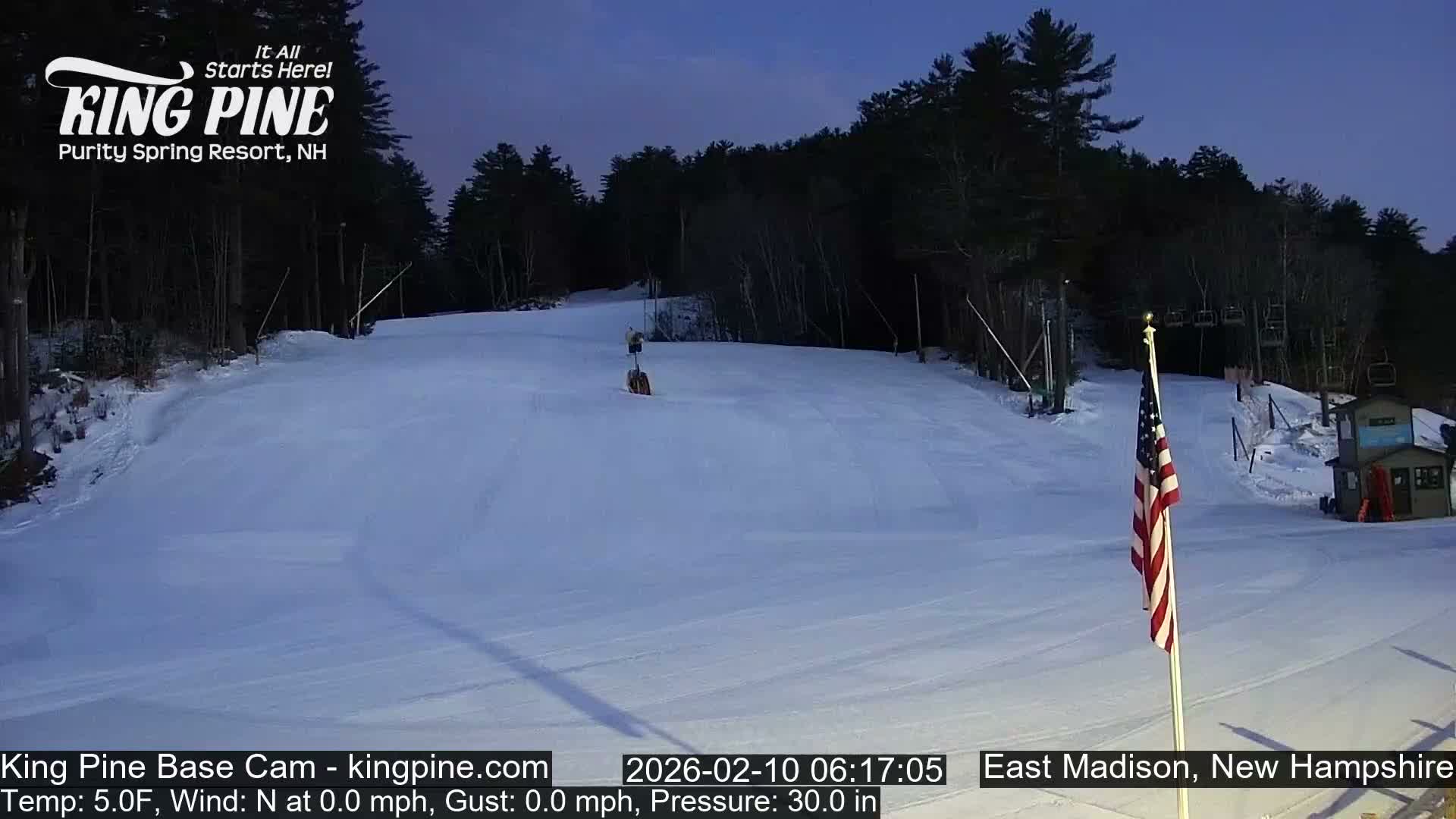 King Pine Base Ski Live Cam - Madison, New Hampshire, USA