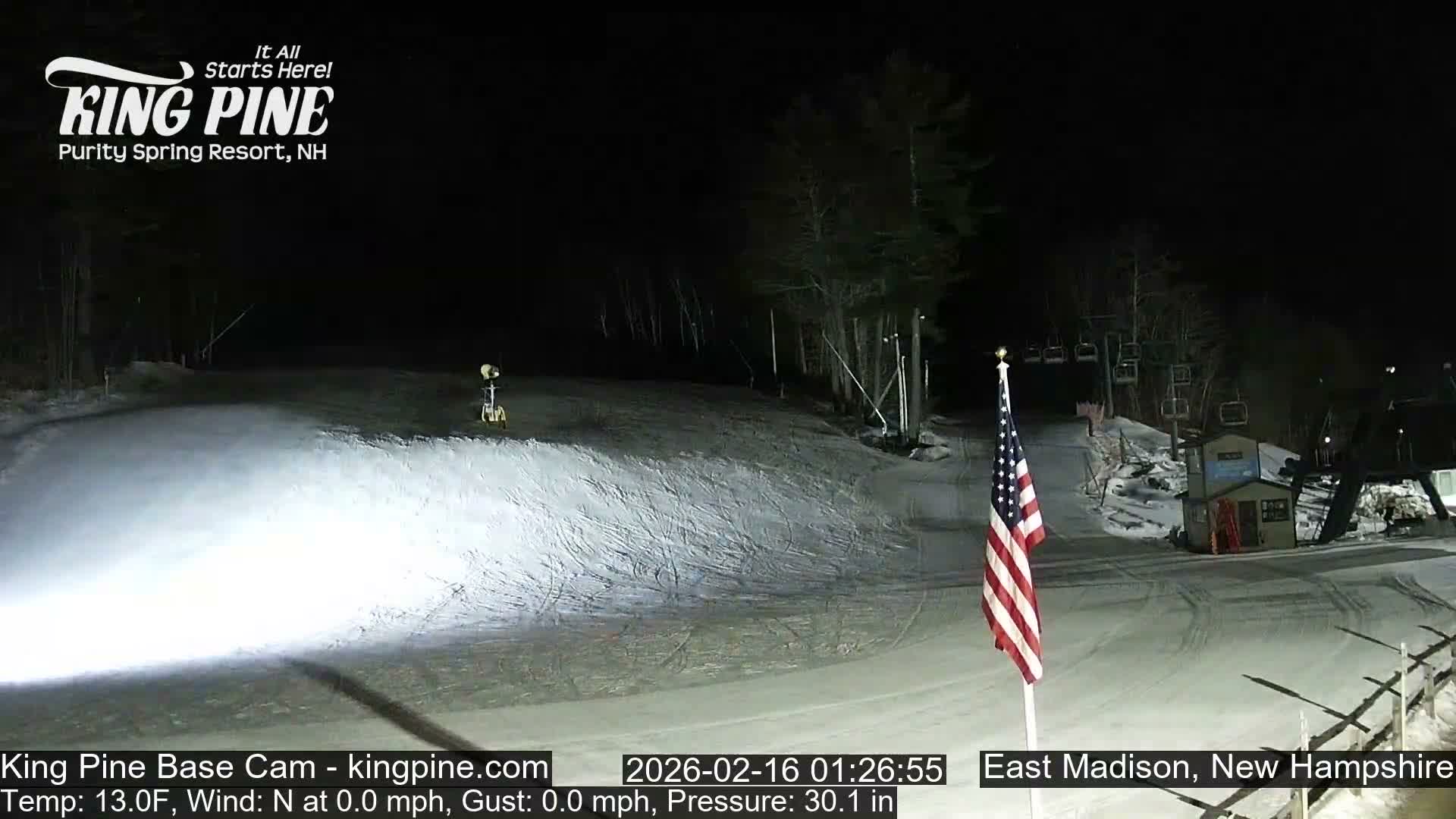 King Pine Base Ski Live Cam - Madison, New Hampshire, USA