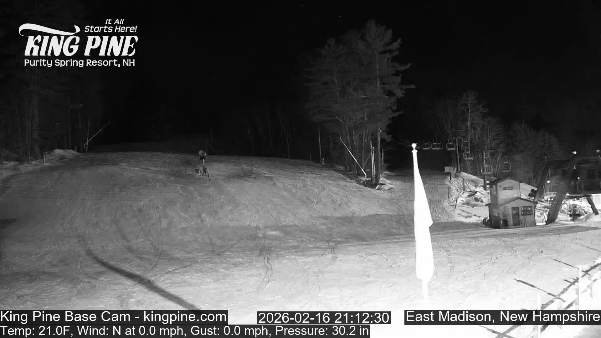 King Pine Base Ski Live Cam - Madison, New Hampshire, USA