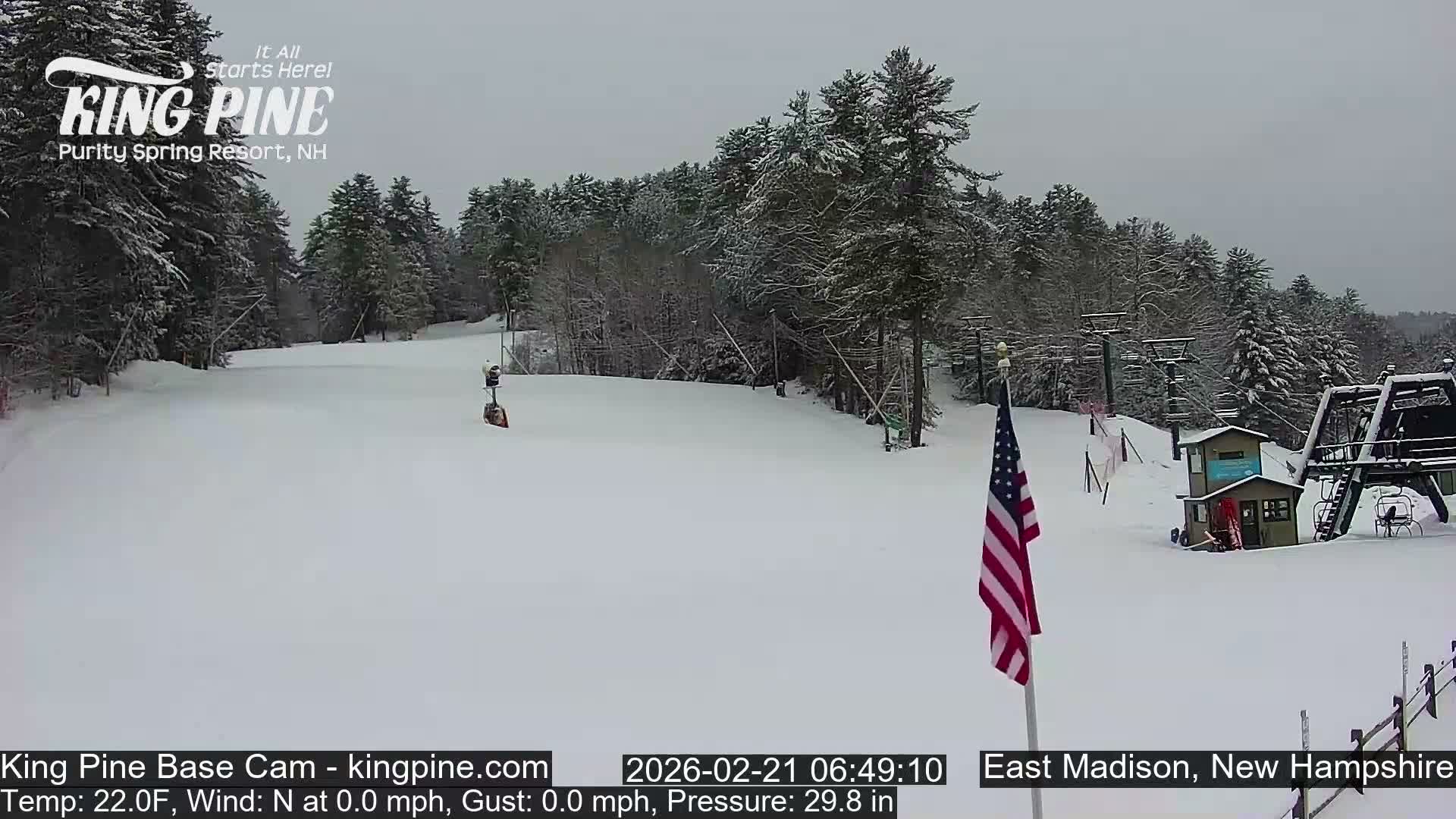 King Pine Base Ski Live Cam - Madison, New Hampshire, USA