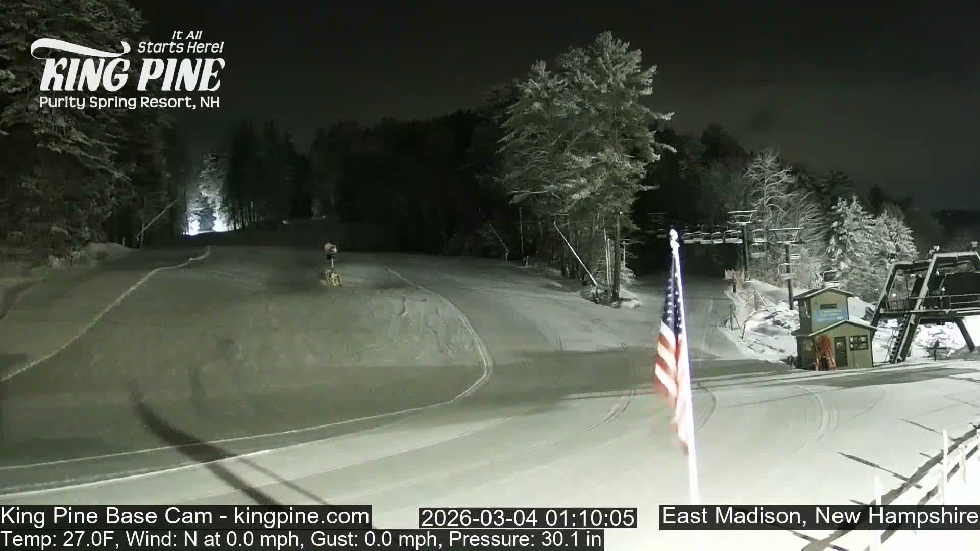 King Pine Base Ski Live Cam - Madison, New Hampshire, USA