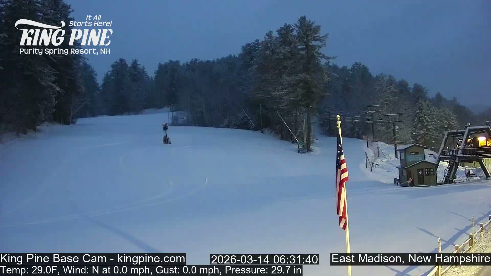 King Pine Base Ski Live Cam - Madison, New Hampshire, USA