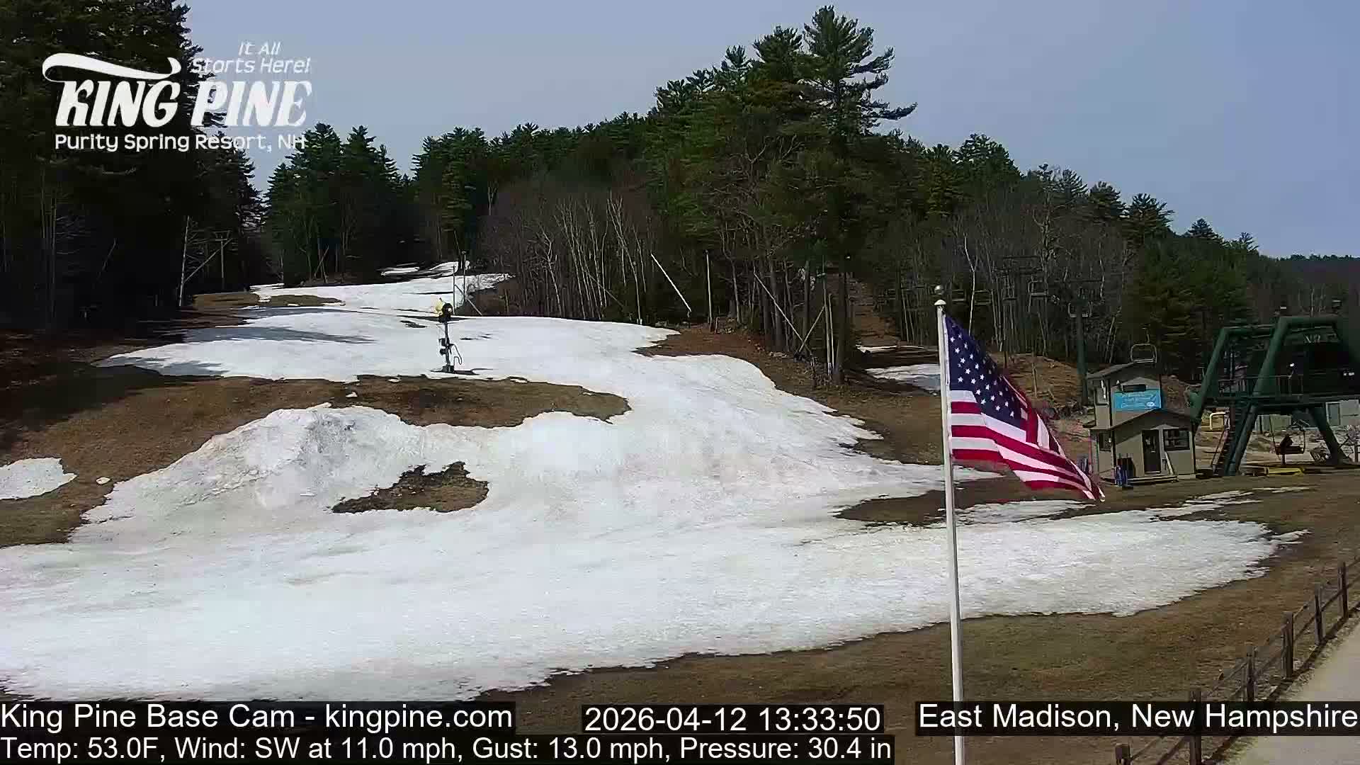 King Pine Base Ski Live Cam - Madison, New Hampshire, USA