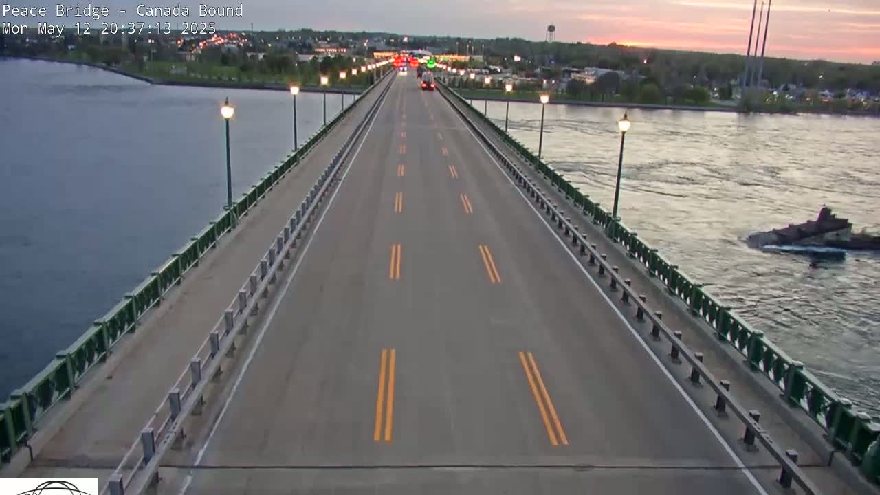 Buffalo, Peace Bridge Canada Bound View from USA Side Live Cam - Buffalo, Erie , Buffalo -Niagara Falls, New York, USA