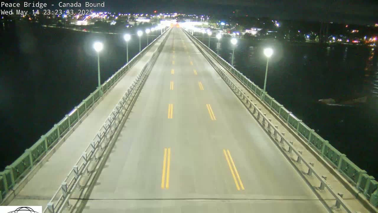 Buffalo, Peace Bridge Canada Bound View from USA Side Live Cam - Buffalo, Erie , Buffalo -Niagara Falls, New York, USA