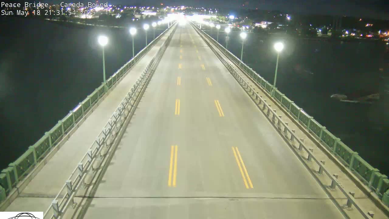Buffalo, Peace Bridge Canada Bound View from USA Side Live Cam - Buffalo, Erie , Buffalo -Niagara Falls, New York, USA