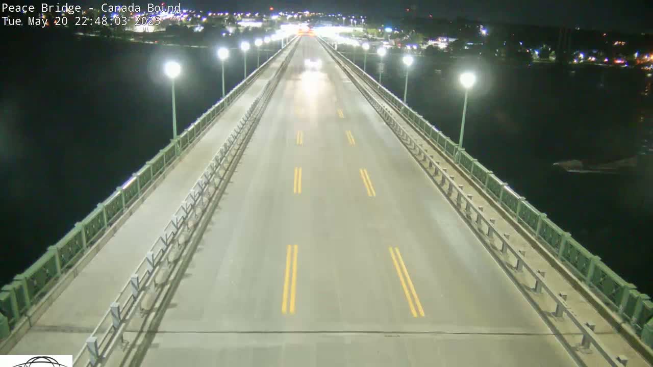 Buffalo, Peace Bridge Canada Bound View from USA Side Live Cam - Buffalo, Erie , Buffalo -Niagara Falls, New York, USA