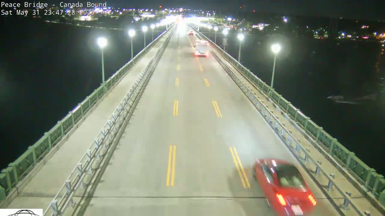 Buffalo, Peace Bridge Canada Bound View from USA Side Live Cam - Buffalo, Erie , Buffalo -Niagara Falls, New York, USA