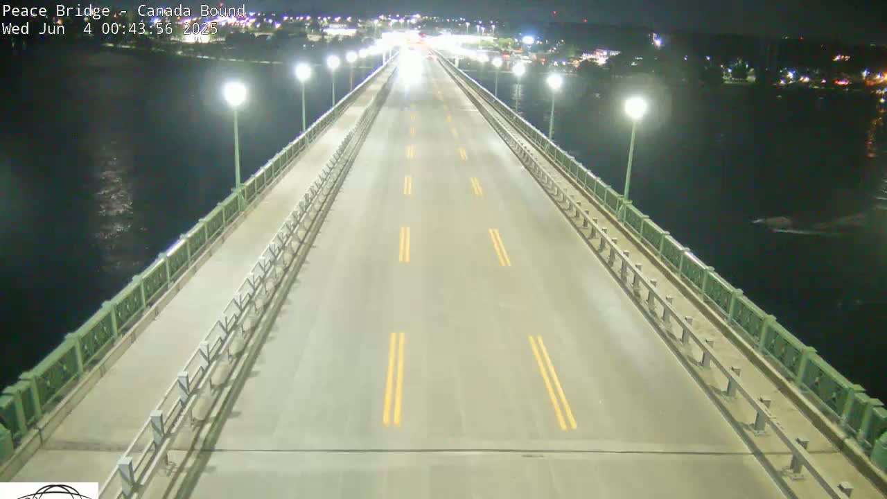 Buffalo, Peace Bridge Canada Bound View from USA Side Live Cam - Buffalo, Erie , Buffalo -Niagara Falls, New York, USA