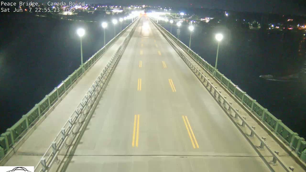 Buffalo, Peace Bridge Canada Bound View from USA Side Live Cam - Buffalo, Erie , Buffalo -Niagara Falls, New York, USA
