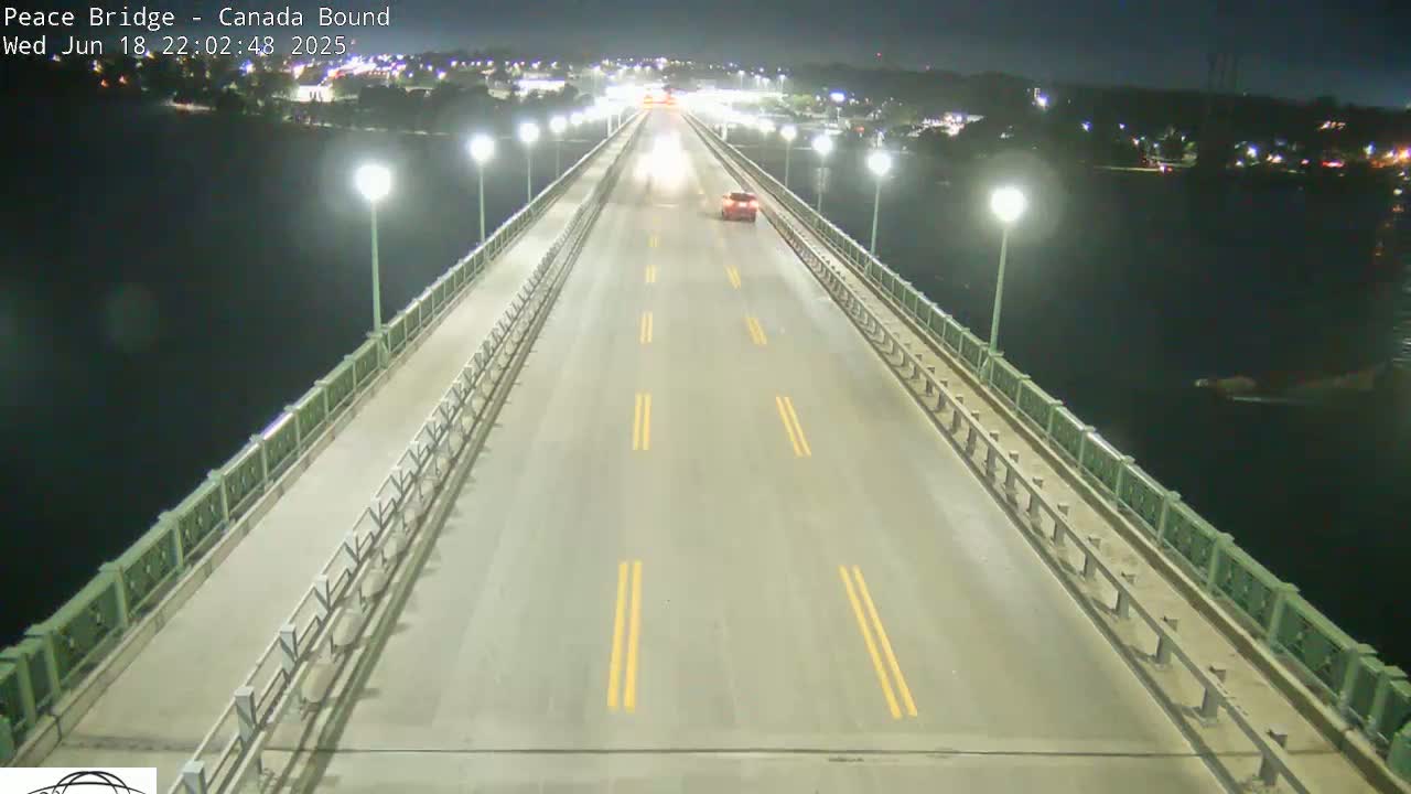 Buffalo, Peace Bridge Canada Bound View from USA Side Live Cam - Buffalo, Erie , Buffalo -Niagara Falls, New York, USA