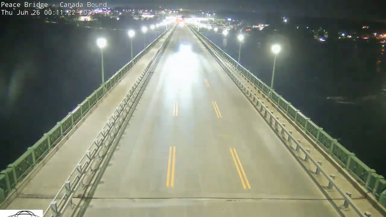 Buffalo, Peace Bridge Canada Bound View from USA Side Live Cam - Buffalo, Erie , Buffalo -Niagara Falls, New York, USA