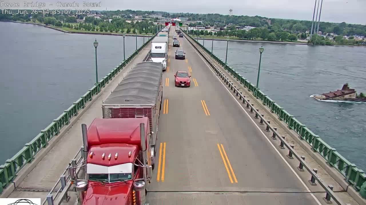 Buffalo, Peace Bridge Canada Bound View from USA Side Live Cam - Buffalo, Erie , Buffalo -Niagara Falls, New York, USA