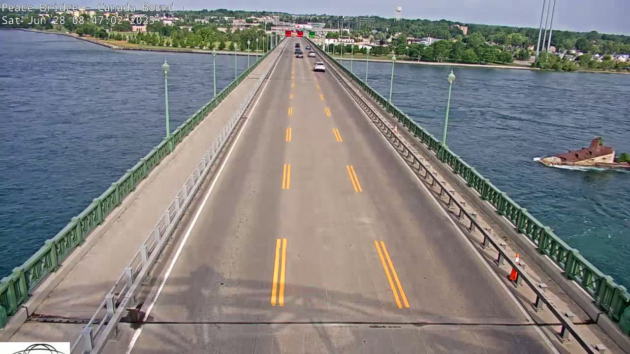 Buffalo, Peace Bridge Canada Bound View from USA Side Live Cam - Buffalo, Erie , Buffalo -Niagara Falls, New York, USA