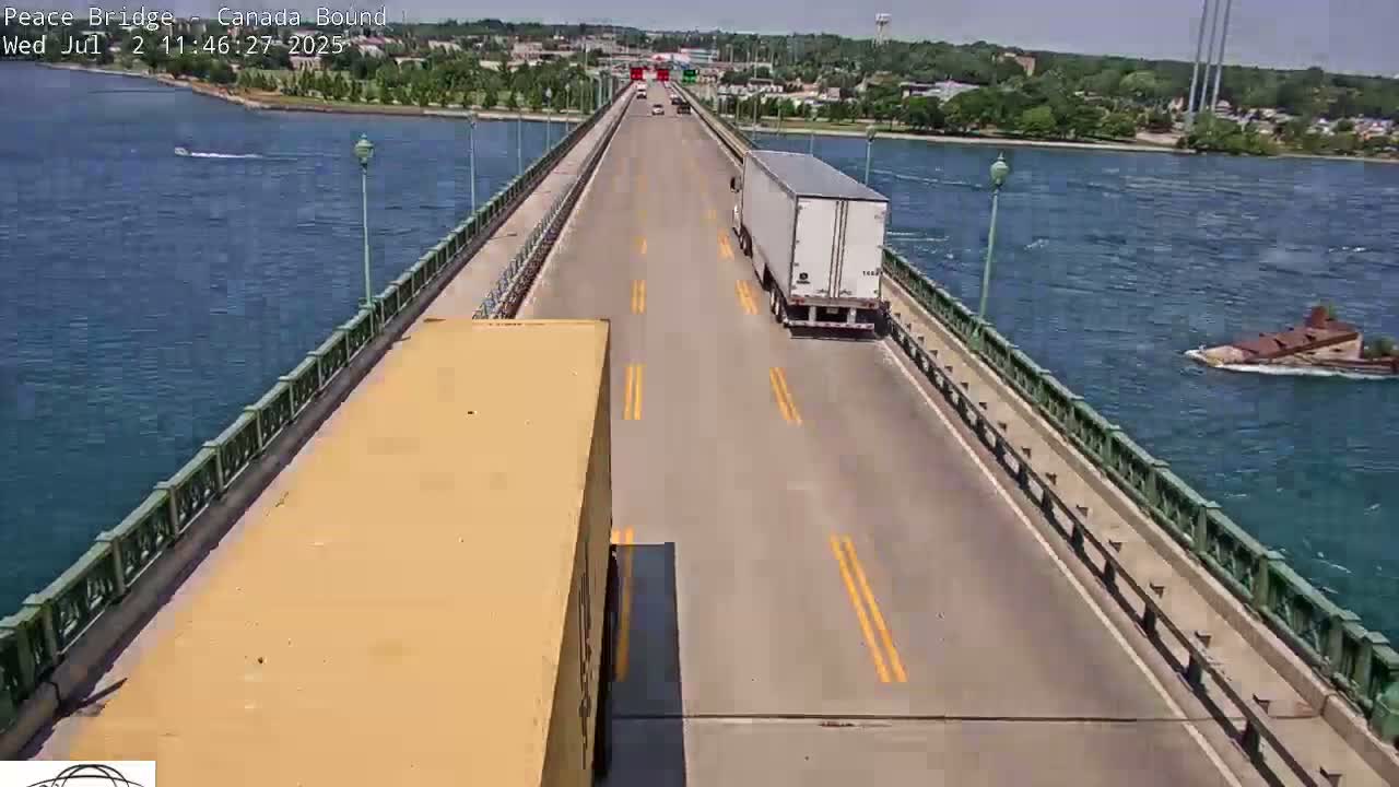 Buffalo, Peace Bridge Canada Bound View from USA Side Live Cam - Buffalo, Erie , Buffalo -Niagara Falls, New York, USA