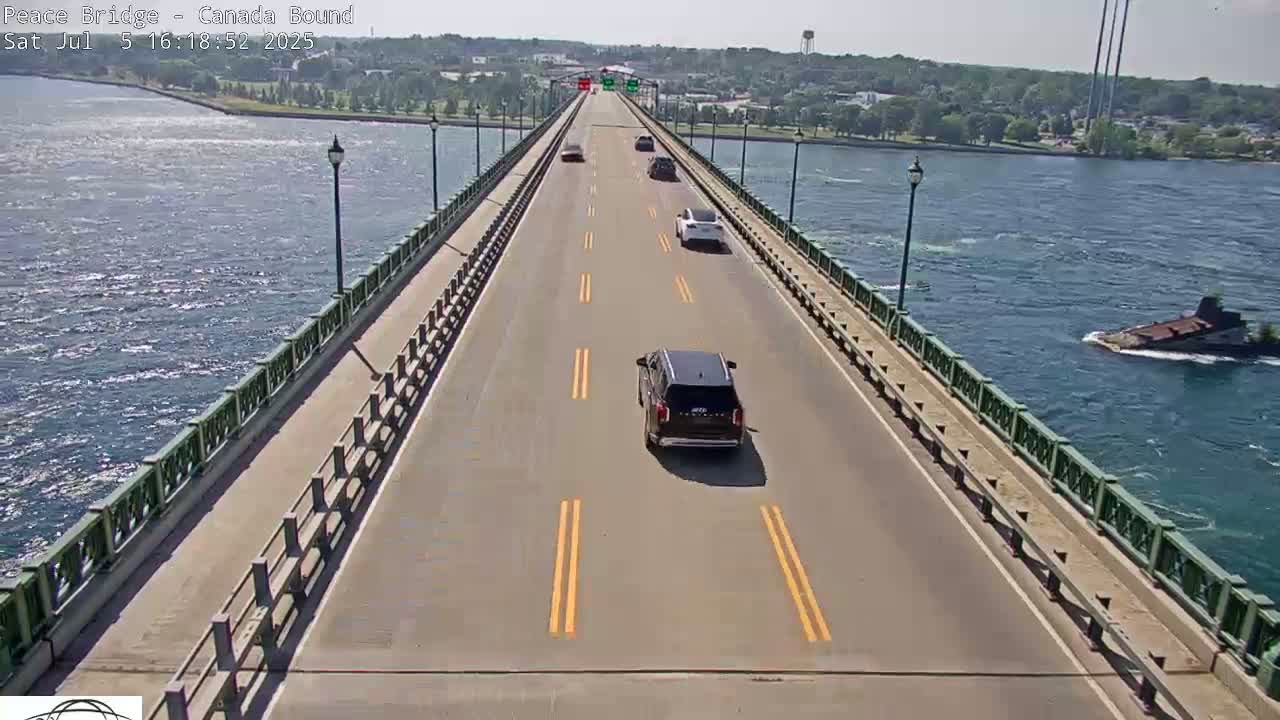 Buffalo, Peace Bridge Canada Bound View from USA Side Live Cam - Buffalo, Erie , Buffalo -Niagara Falls, New York, USA