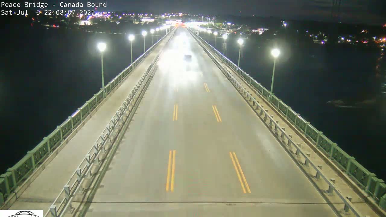 Buffalo, Peace Bridge Canada Bound View from USA Side Live Cam - Buffalo, Erie , Buffalo -Niagara Falls, New York, USA