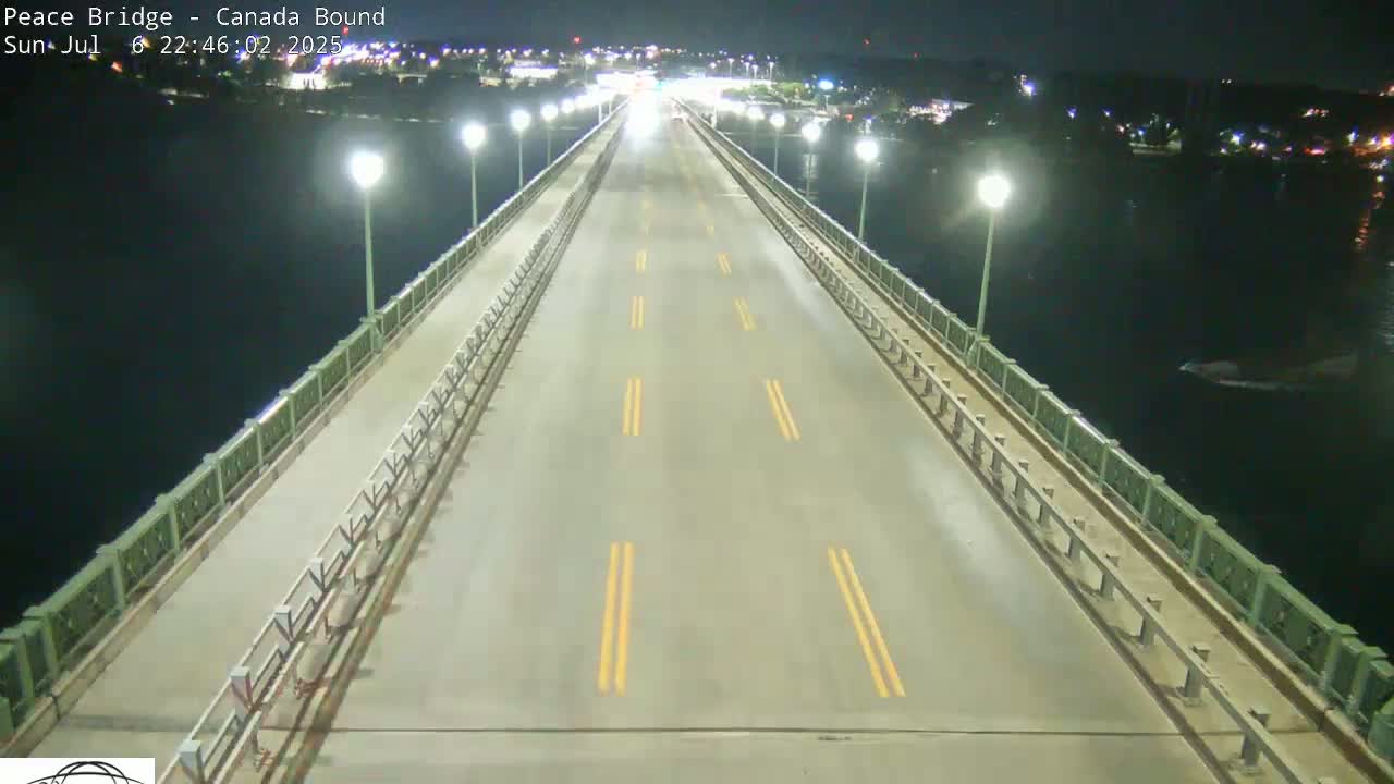 Buffalo, Peace Bridge Canada Bound View from USA Side Live Cam - Buffalo, Erie , Buffalo -Niagara Falls, New York, USA