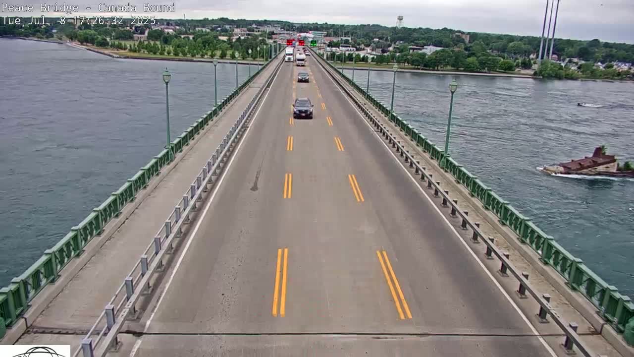 Buffalo, Peace Bridge Canada Bound View from USA Side Live Cam - Buffalo, Erie , Buffalo -Niagara Falls, New York, USA