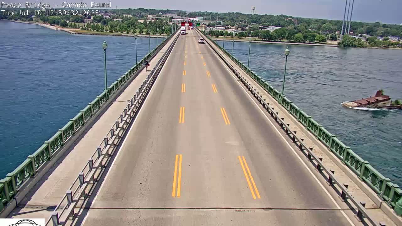 Buffalo, Peace Bridge Canada Bound View from USA Side Live Cam - Buffalo, Erie , Buffalo -Niagara Falls, New York, USA