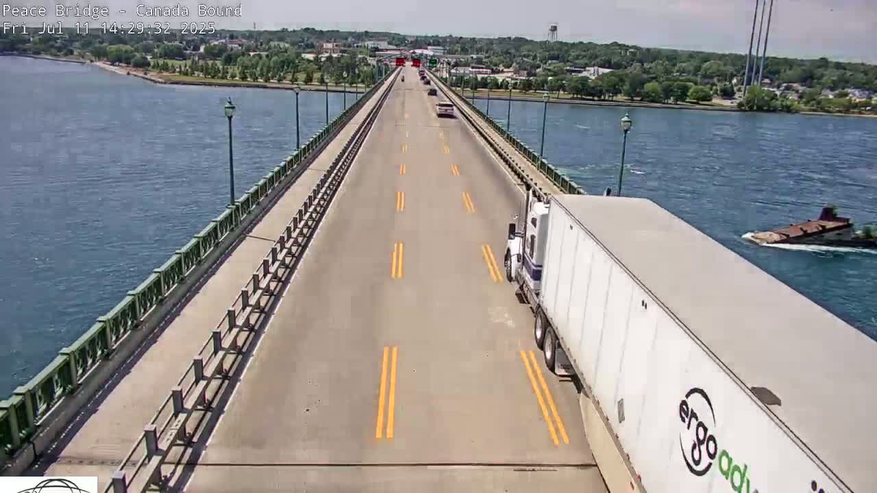 Buffalo, Peace Bridge Canada Bound View from USA Side Live Cam - Buffalo, Erie , Buffalo -Niagara Falls, New York, USA